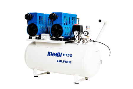 Bambi PT50 Oil Free Silenced Air Compressor 9 CFM, 8 Bar, 50L - PT50 Dental - airlinkcompressors.com