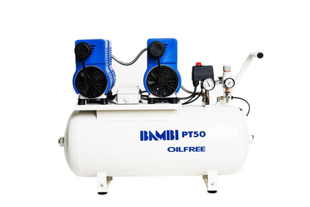 Bambi PT50 Oil Free Silenced Air Compressor 9 CFM, 8 Bar, 50L - PT50 Dental - airlinkcompressors.com