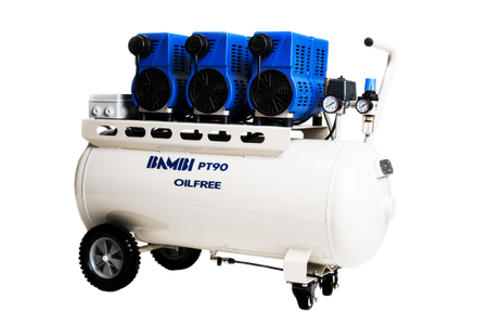 Bambi PT90 Oil Free Silenced Air Compressor 13.5 CFM, 8 Bar, 90L - PT90 Dental - airlinkcompressors.com