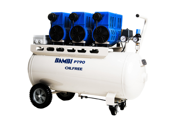 Bambi PT90 Oil Free Silenced Air Compressor 13.5 CFM, 8 Bar, 90L - PT90 Dental - airlinkcompressors.com