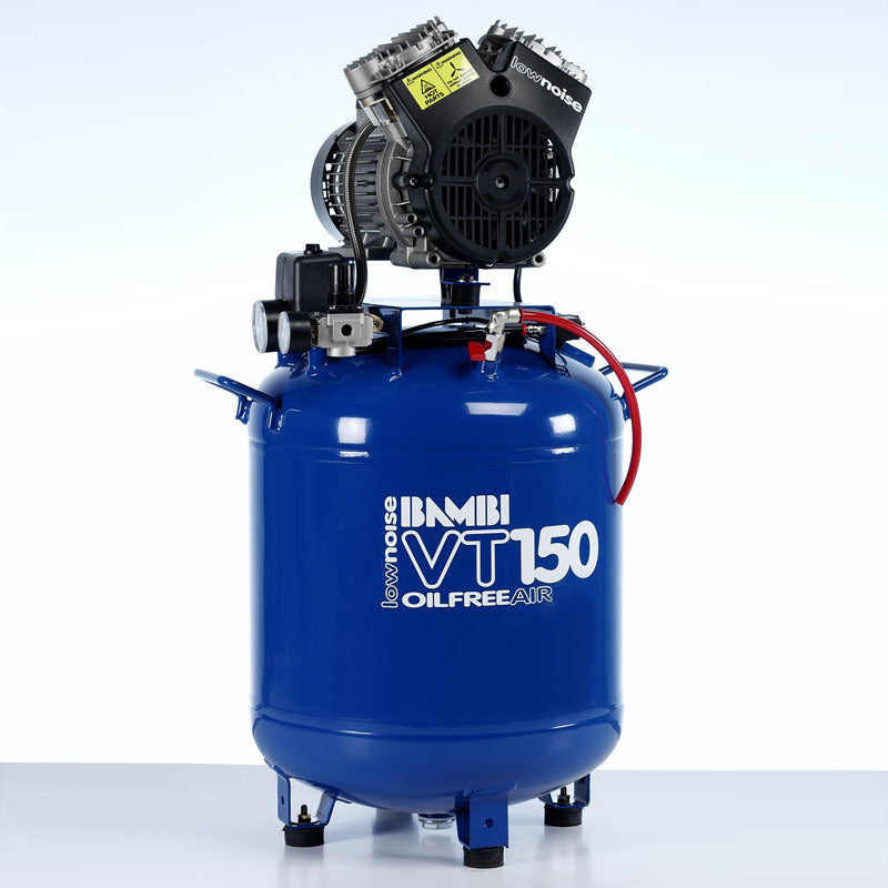 Bambi VT150 Oil Free Silenced Air Compressor 6.2 CFM, 8 Bar, 50L - VT150 Dental - airlinkcompressors.com