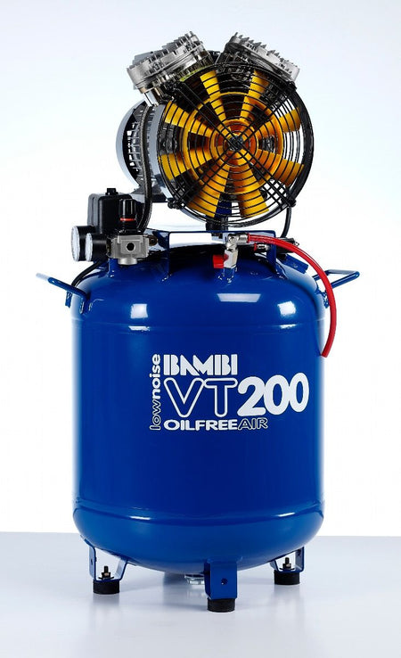 Bambi VT200 Oil Free Silenced Air Compressor 7.8 CFM, 8 Bar, 50L - VT200 Dental - airlinkcompressors.com