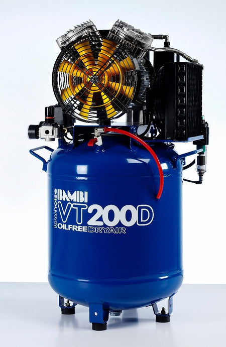 Bambi VT200D Oil Free Silenced Air Compressor & Dryer 7.8 CFM, 8 Bar, 50L - VT200D Dental - airlinkcompressors.com