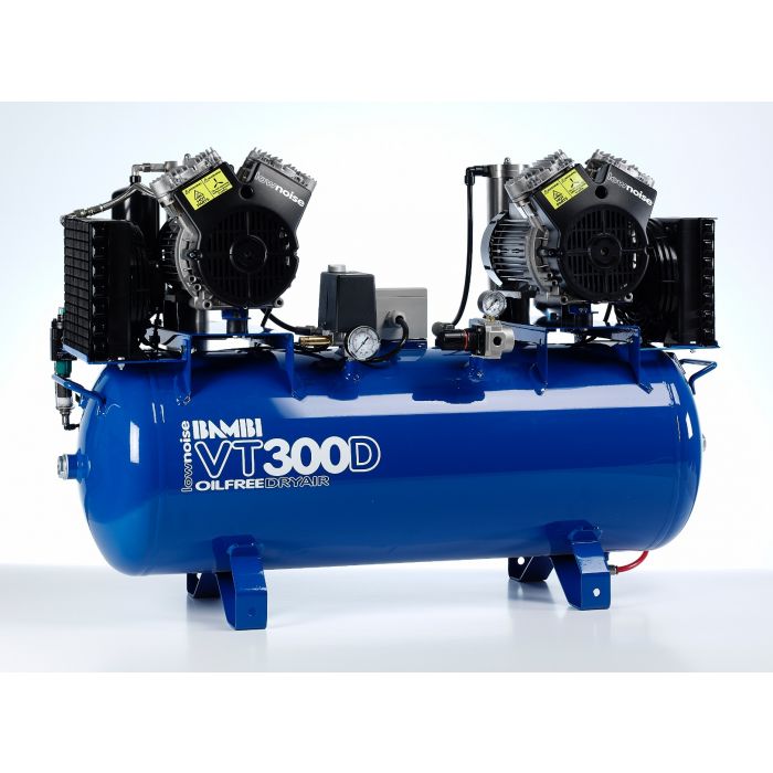 Bambi VT300D Oil Free Air Silenced Compressor & Dryer 12.4 CFM, 8 Bar, 100L - VT300D Dental - airlinkcompressors.com