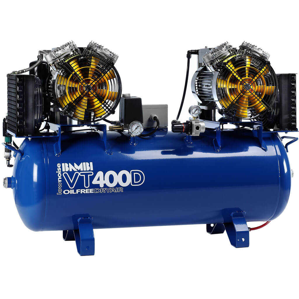 Bambi VT400D Oil Free Silenced Air Compressor & Dryer 15.5 CFM, 8 Bar, 100L - VT400D Dental - airlinkcompressors.com