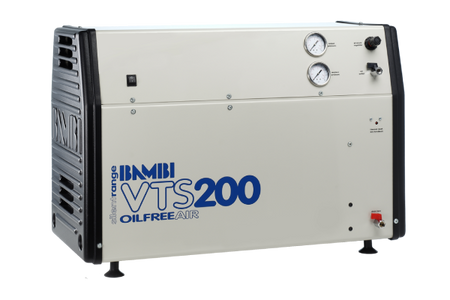 Bambi VTS200 Oil Free Silenced Air Compressor  7.8 CFM, 8 Bar, 23L - VTS200 Dental - airlinkcompressors.com