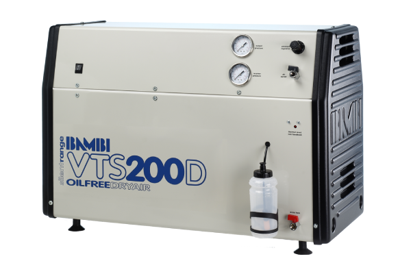 Bambi VTS200D Dry Oil Free Silenced Air Compressor 7.8 CFM, 8 Bar, 23L - VTS200D Dental - airlinkcompressors.com