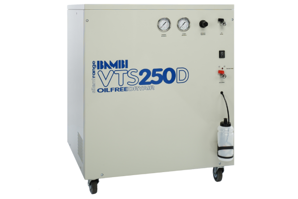 Bambi VTS250D Dry Oil Free Silenced Air Compressor 10.6 CFM, 8 Bar, 59L - VTS250D Dental - airlinkcompressors.com