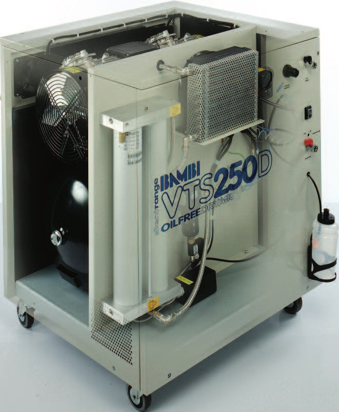 Bambi VTS250D Dry Oil Free Silenced Air Compressor 10.6 CFM, 8 Bar, 59L - VTS250D Dental - airlinkcompressors.com