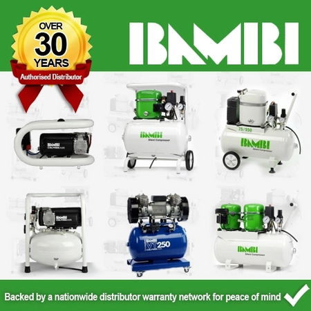 Bambi VTS250D Dry Oil Free Silenced Air Compressor 10.6 CFM, 8 Bar, 59L - VTS250D Dental - airlinkcompressors.com