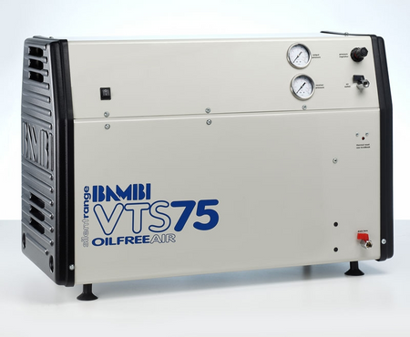 Bambi VTS75 Oil Free Silenced Air Compressor 4.3 CFM, 8 Bar, 24L - VTS75 Dental - airlinkcompressors.com