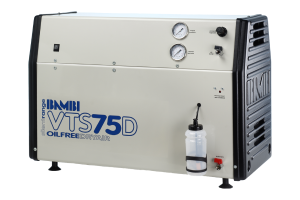 Bambi VTS75D Dry Oil Free Silenced Air Compressor  4.3 CFM, 8 Bar, 23L - VTS75D Dental - airlinkcompressors.com