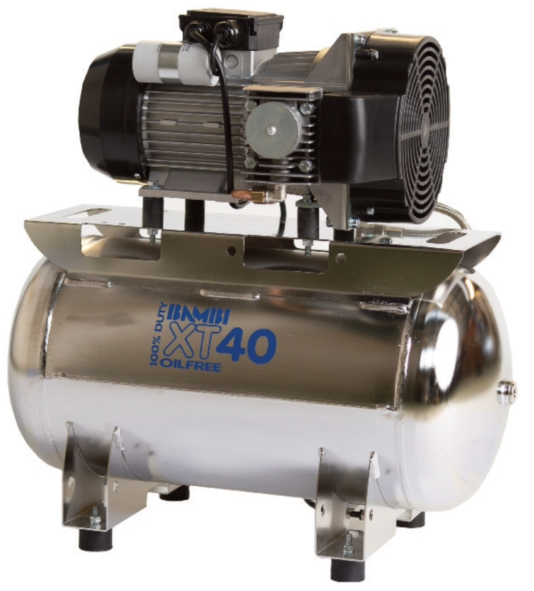 Bambi XT40D Oil Free 100% Duty Silenced Air Compressor & Dryer 7.5 CFM, 10 Bar, 40L - XT40D Dental - airlinkcompressors.com