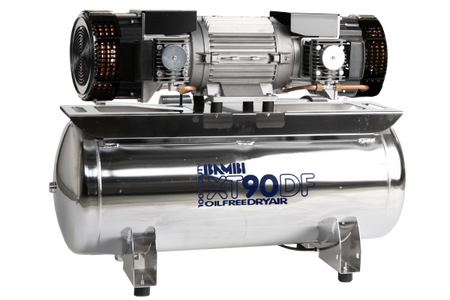 Bambi XT90D-3 Oil Free 100% Duty Silenced Air Compressor & Dryer 415V 12.5 CFM, 10 Bar, 90L - XT90D-3 Dental - airlinkcompressors.com