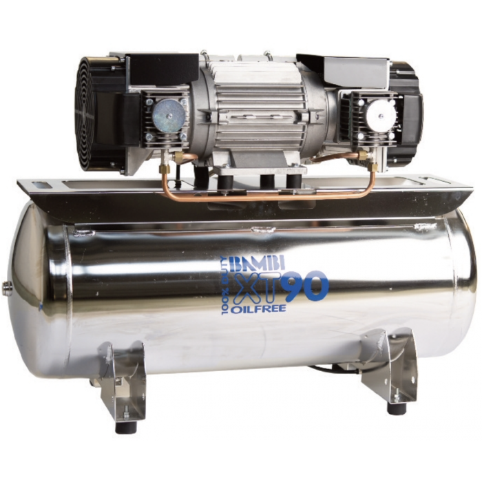 Bambi XT90D-3 Oil Free 100% Duty Silenced Air Compressor & Dryer 415V 12.5 CFM, 10 Bar, 90L - XT90D-3 Dental - airlinkcompressors.com