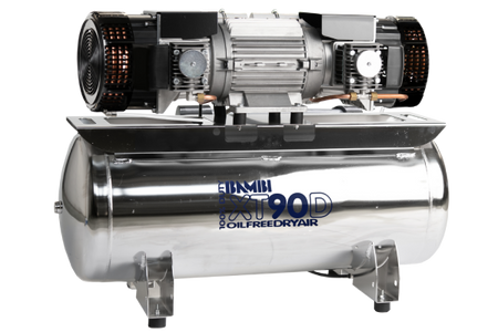 Bambi XT90D Oil Free 100% Duty Silenced Air Compressor & Dryer 12.5 CFM, 10 Bar, 90L - XT90D Dental - airlinkcompressors.com