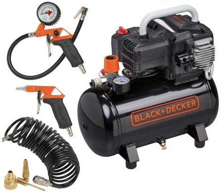 Black + Decker BD195/12-NK Air Compressor & Inflation Kit 1.1kW 1.5Hp 12Lt 10 Bar - S-NKBN304BND309/INFKIT - airlinkcompressors.com