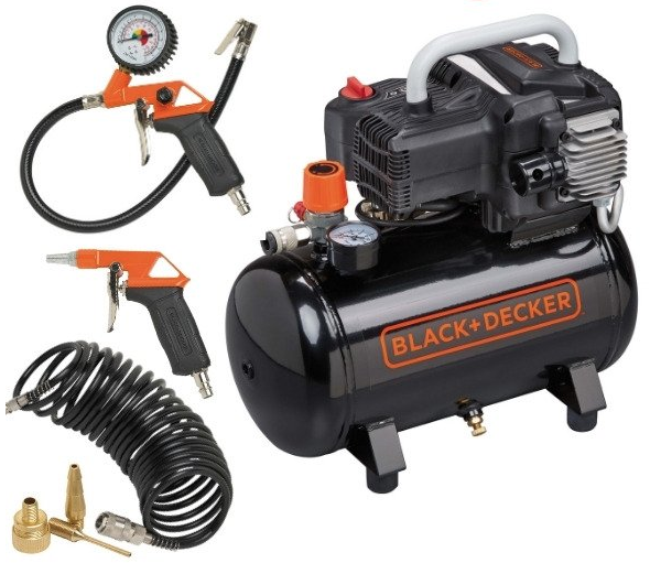Black + Decker BD195/12-NK Air Compressor & Inflation Kit 1.1kW 1.5Hp 12Lt 10 Bar - S-NKBN304BND309/INFKIT - airlinkcompressors.com