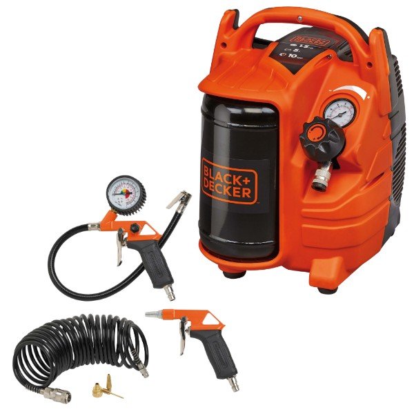 Black + Decker BD195/5-MY-T Air Compressor & Inflation Kit 1.1kW 1.5Hp 5Lt 10 Bar - S-8215320BND336/INFKIT - airlinkcompressors.com