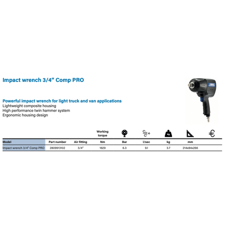 Abac Impact Wrench 3/4 Comp Pro - 2809913102 Compressed Air Tool