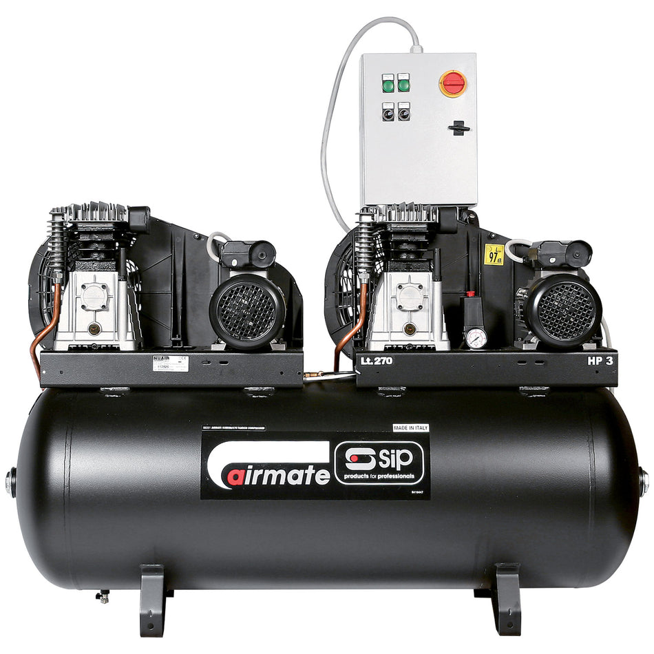 SIP B3800/270 270ltr Tandem Belt Drive Compressor - 05251 - airlinkcompressors.com