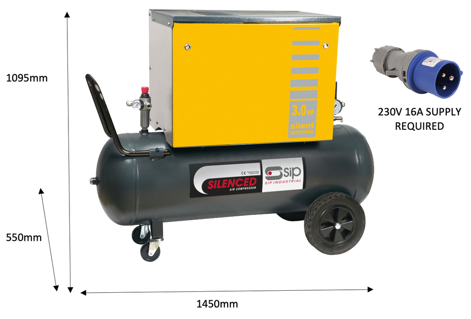 SIP PB3800/3M/200 Silenced Piston Compressor - 05202 - airlinkcompressors.com