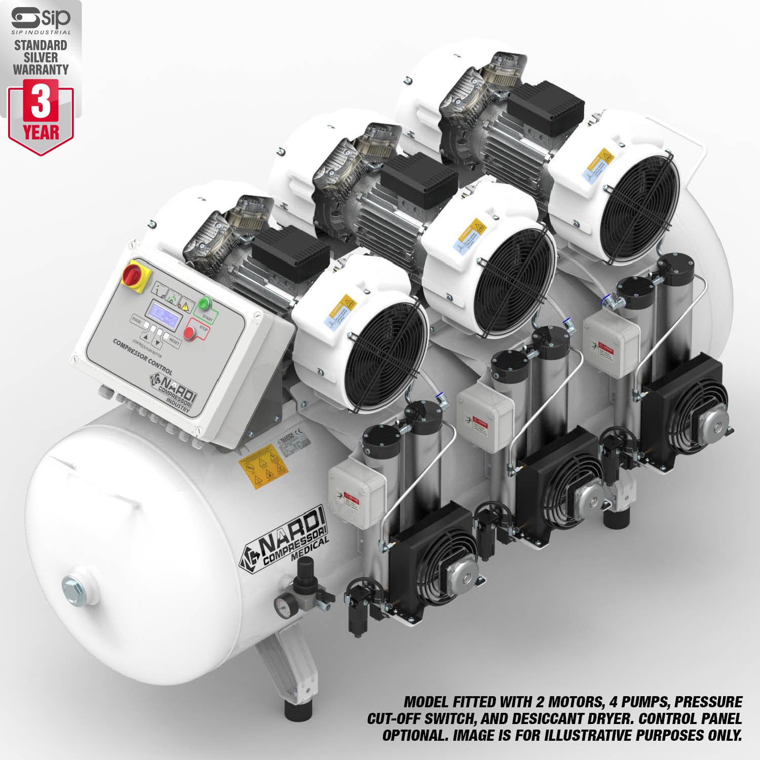 NARDI EXTREME 6.00HP MPD 500ltr Dental Compressor - airlinkcompressors.com