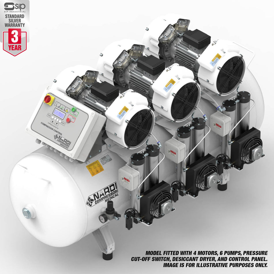 NARDI EXTREME 9.00HP MPD CP 500ltr Dental Compressor with Panel - airlinkcompressors.com